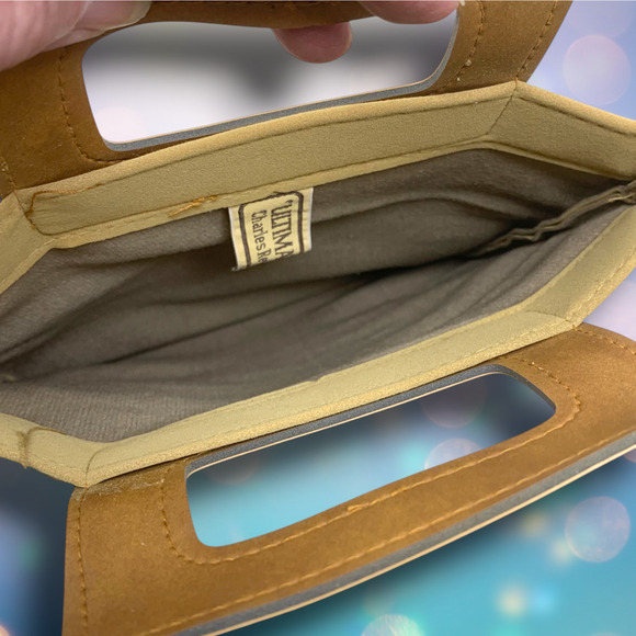 Vintage 1970's Ultima II x Charles Revson Tan Naugahyde Square Top Handle Tote - Picture 2 of 4